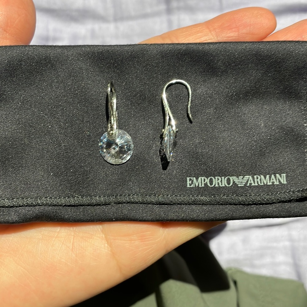 Authentic ARMANI Woman sterling silver with crystal earrings